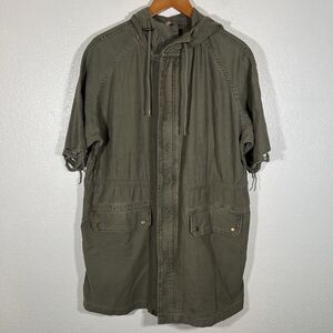 Free People Reworked Hooded Army Jacket Duster Oversized Olive‎ Green Size XS
